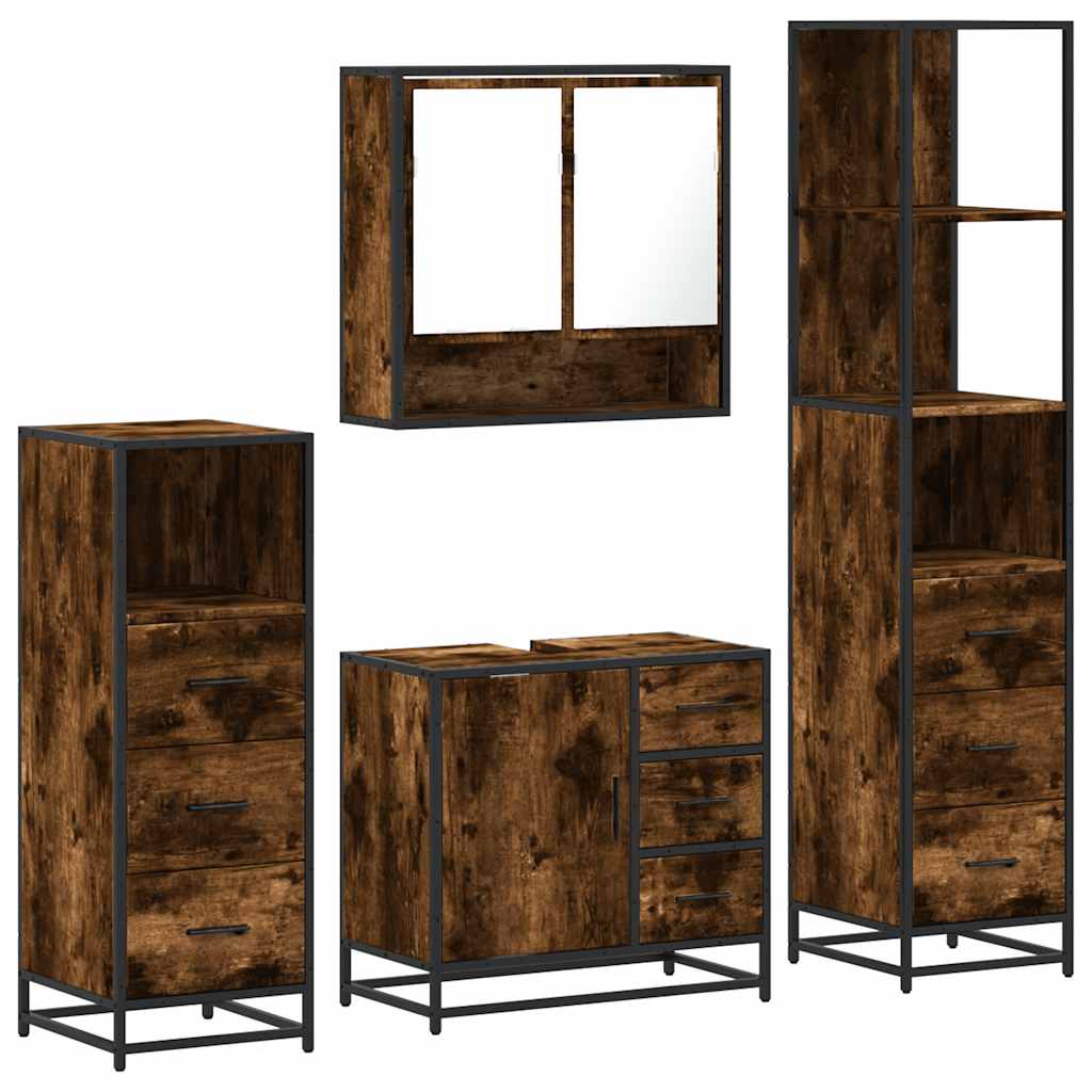 4 Piece Bathroom Furniture Set Engineered Wood