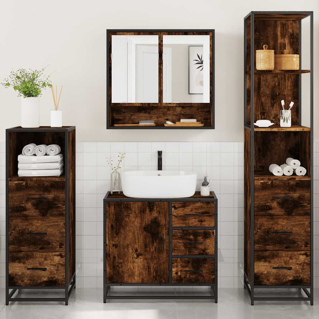 4 Piece Bathroom Furniture Set Engineered Wood