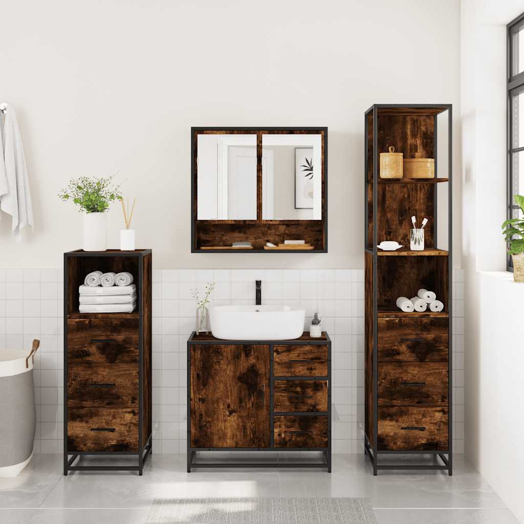 4 Piece Bathroom Furniture Set Engineered Wood