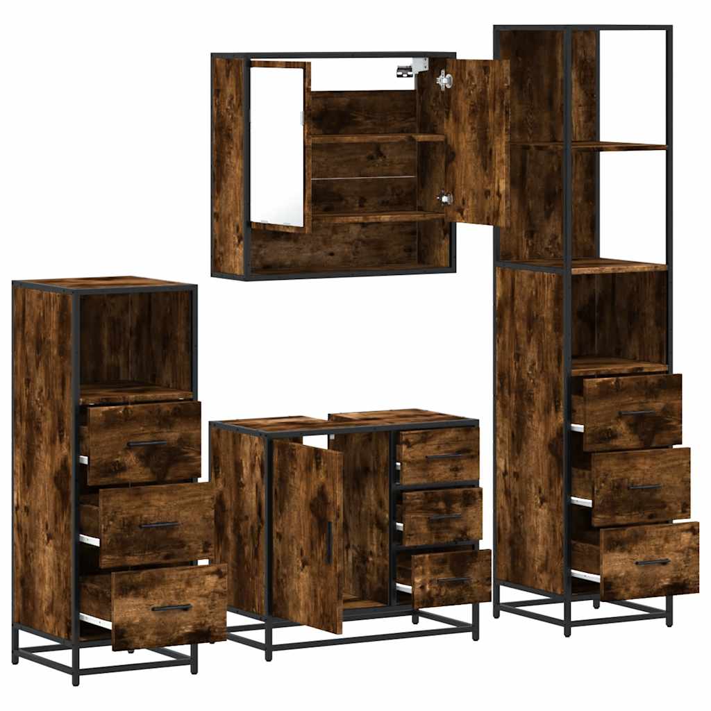 4 Piece Bathroom Furniture Set Engineered Wood