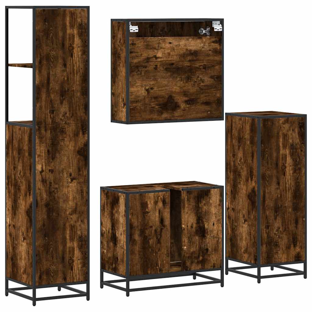 4 Piece Bathroom Furniture Set Engineered Wood