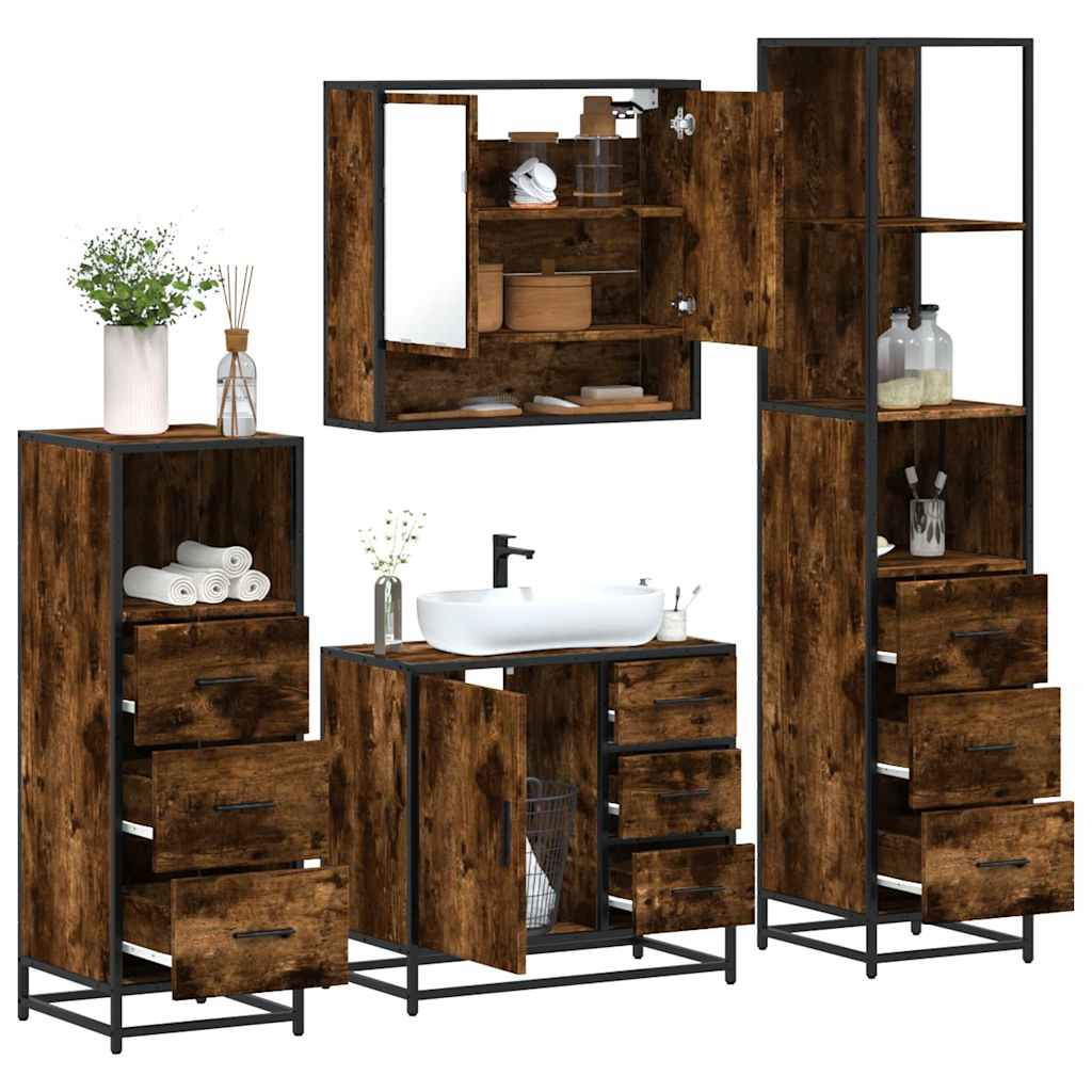 4 Piece Bathroom Furniture Set Engineered Wood