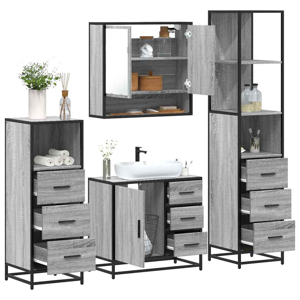4 Piece Bathroom Furniture Set Engineered Wood
