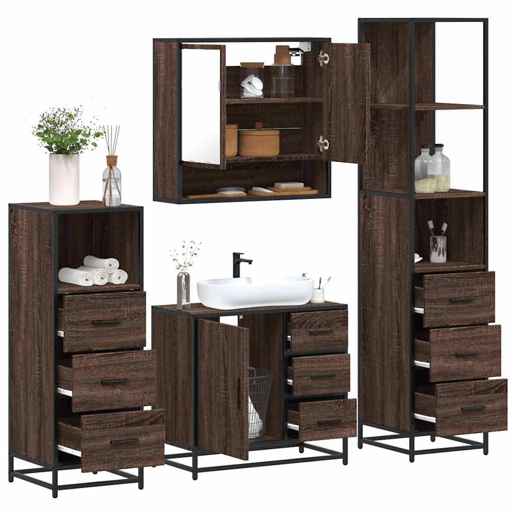 4 Piece Bathroom Furniture Set Engineered Wood
