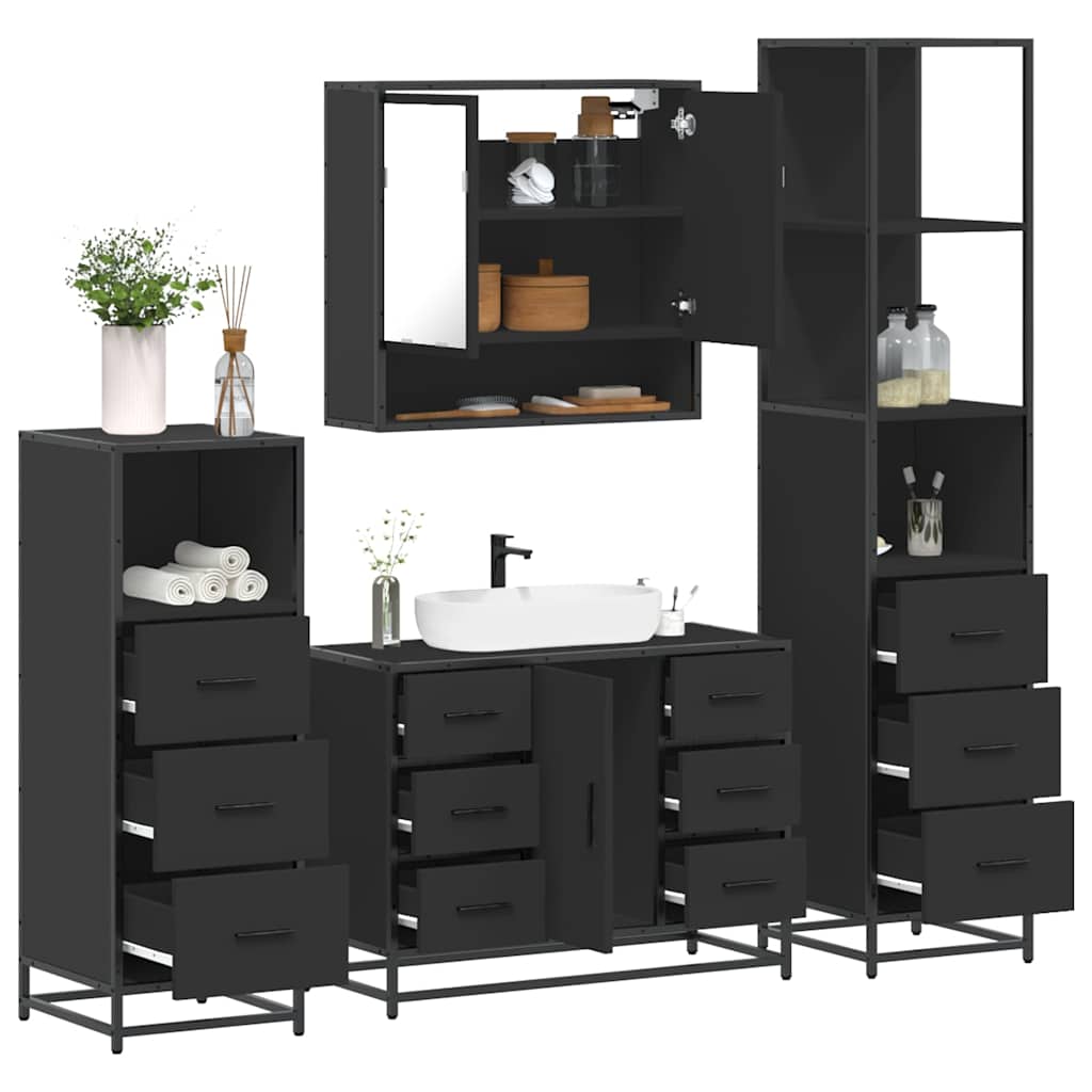 4 Piece Bathroom Furniture Set Engineered Wood
