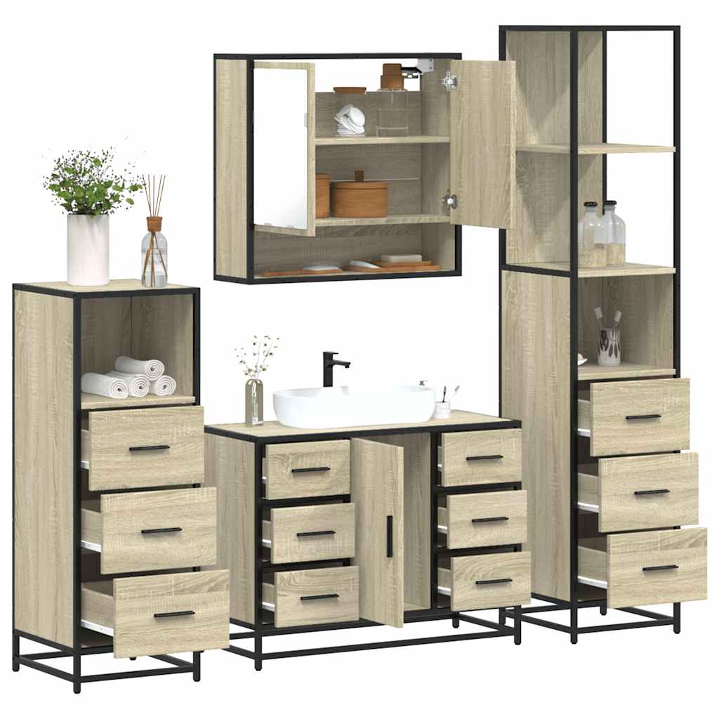 4 Piece Bathroom Furniture Set Engineered Wood