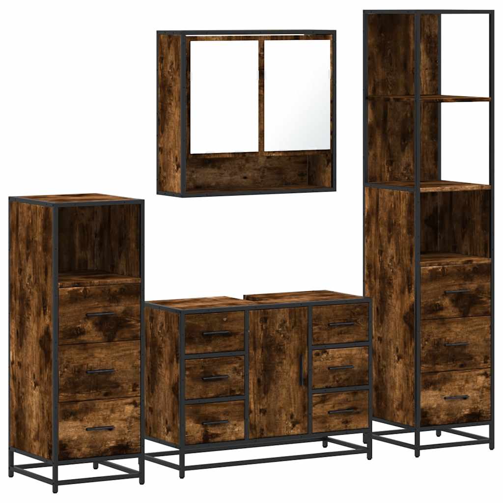 4 Piece Bathroom Furniture Set Engineered Wood