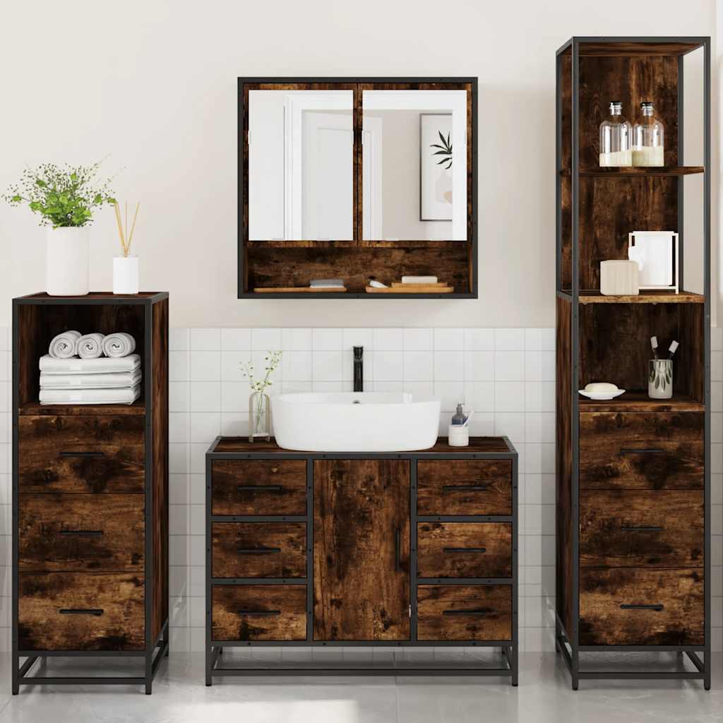 4 Piece Bathroom Furniture Set Engineered Wood
