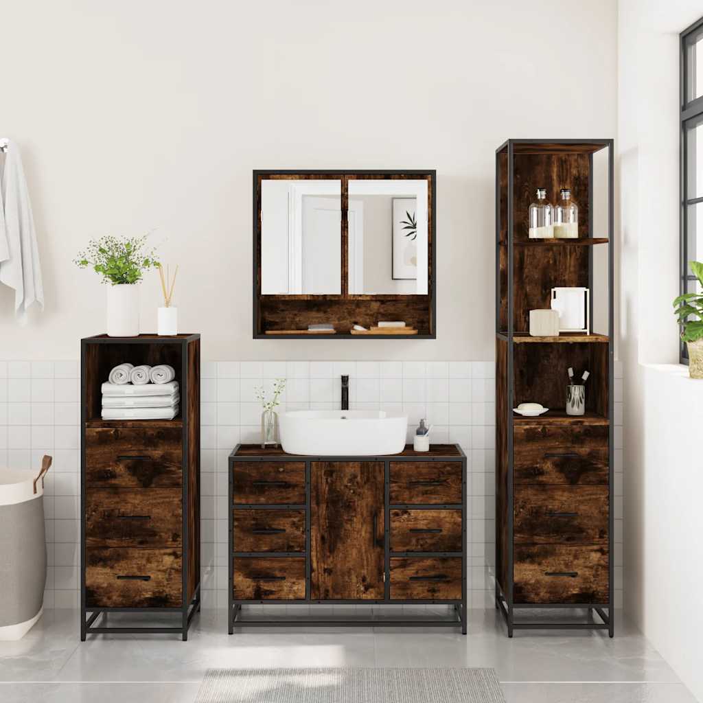 4 Piece Bathroom Furniture Set Engineered Wood
