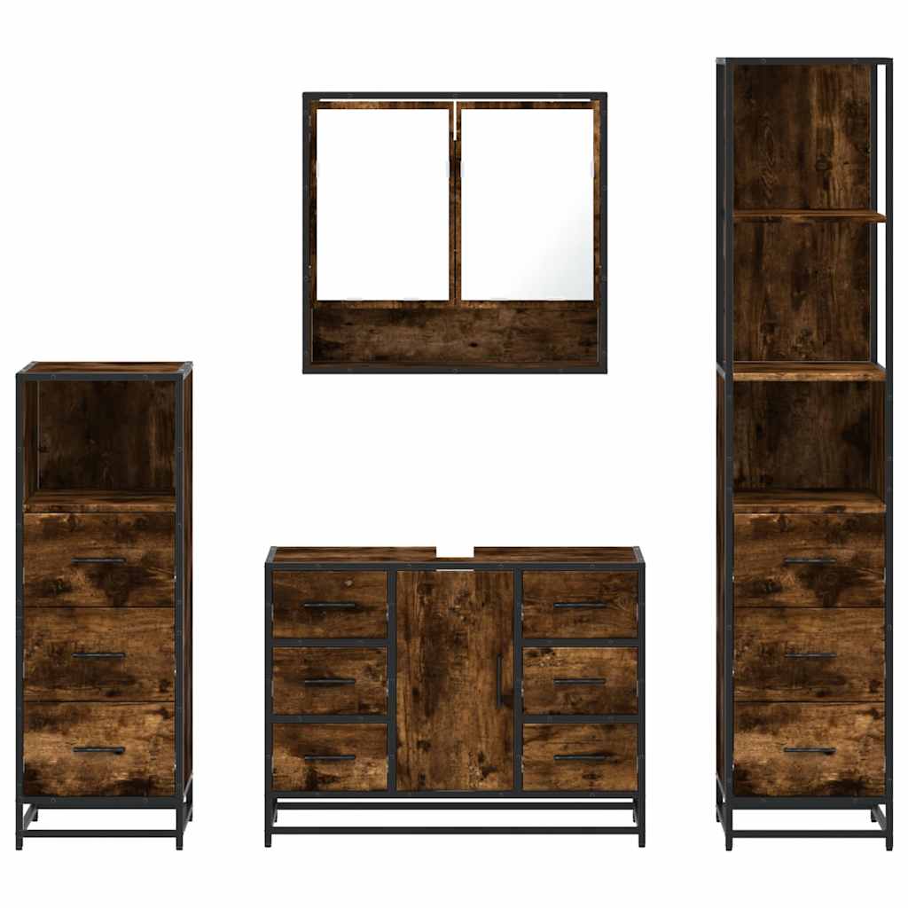 4 Piece Bathroom Furniture Set Engineered Wood