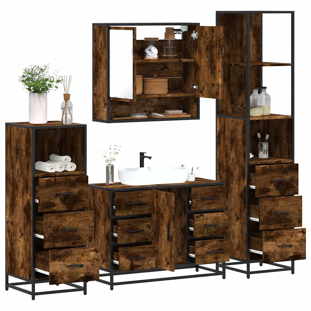 4 Piece Bathroom Furniture Set Engineered Wood