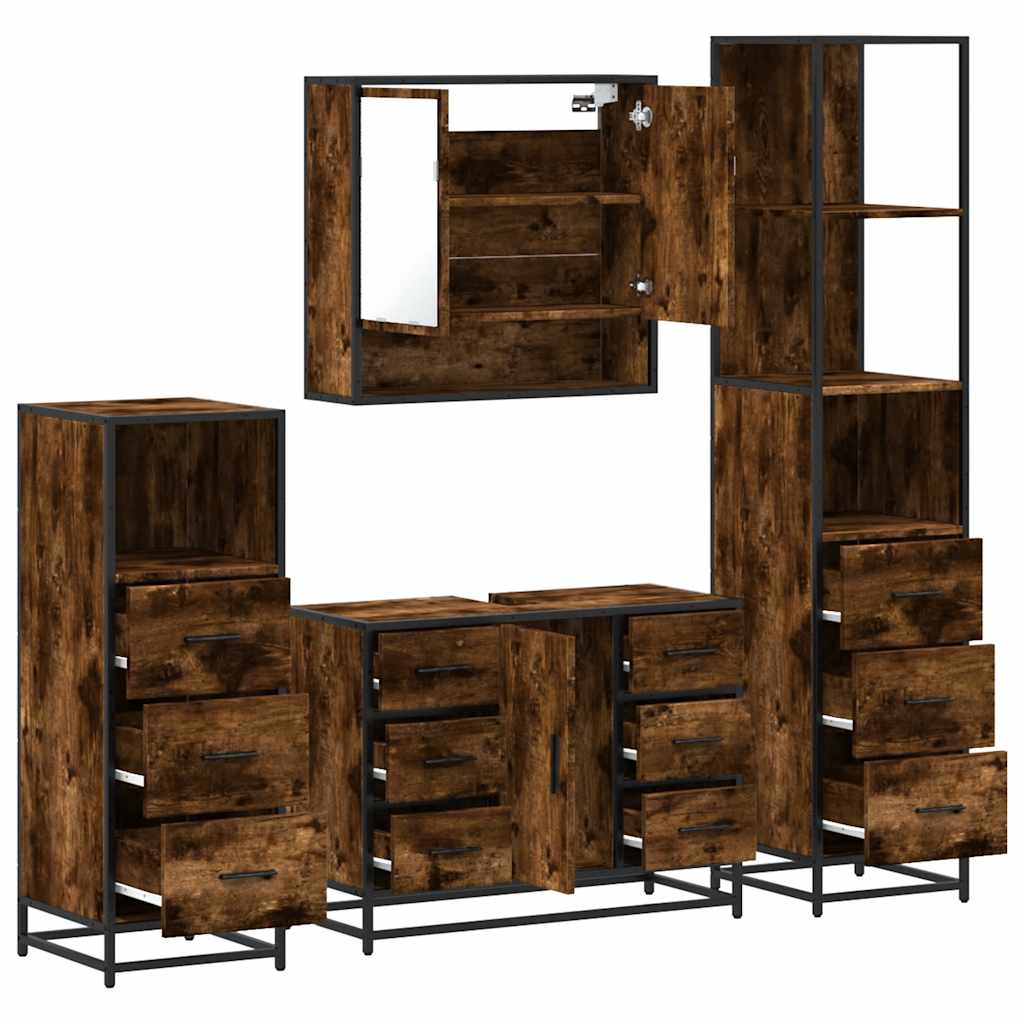 4 Piece Bathroom Furniture Set Engineered Wood