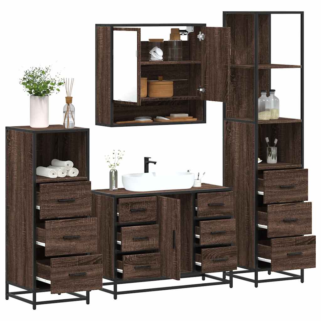 4 Piece Bathroom Furniture Set Engineered Wood