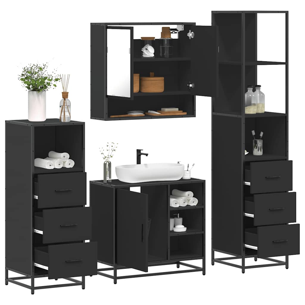 4 Piece Bathroom Furniture Set Engineered Wood