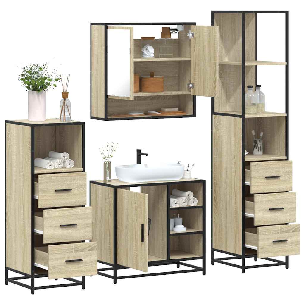 4 Piece Bathroom Furniture Set Engineered Wood