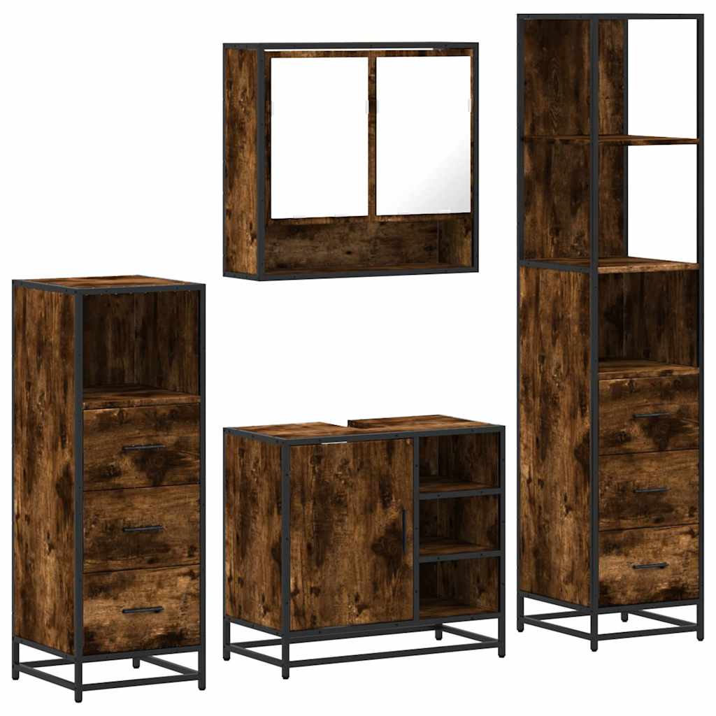 4 Piece Bathroom Furniture Set Engineered Wood