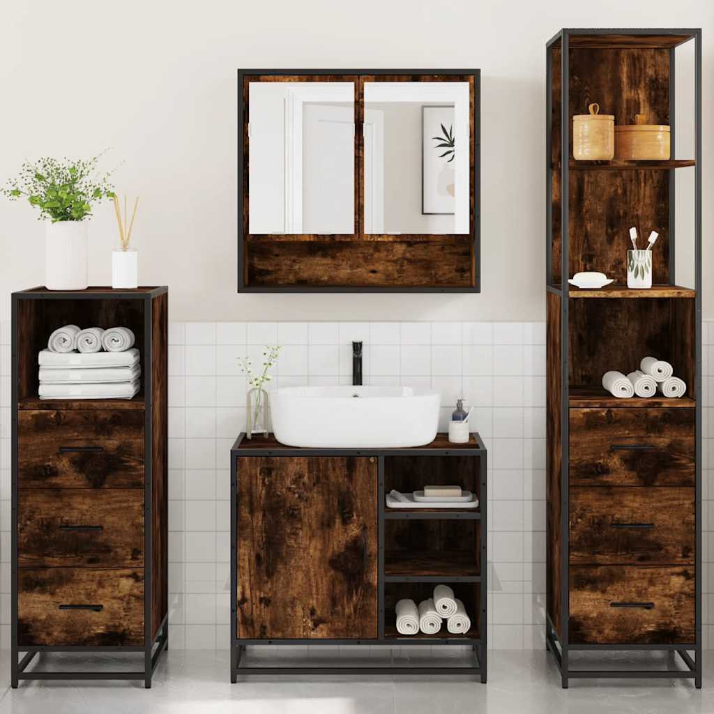 4 Piece Bathroom Furniture Set Engineered Wood