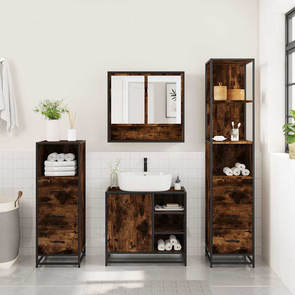 4 Piece Bathroom Furniture Set Engineered Wood
