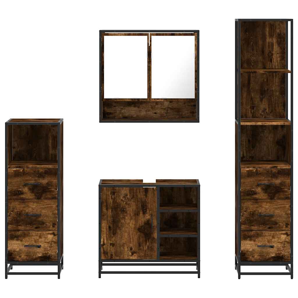 4 Piece Bathroom Furniture Set Engineered Wood