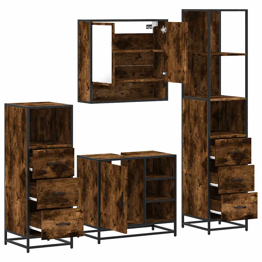 4 Piece Bathroom Furniture Set Engineered Wood