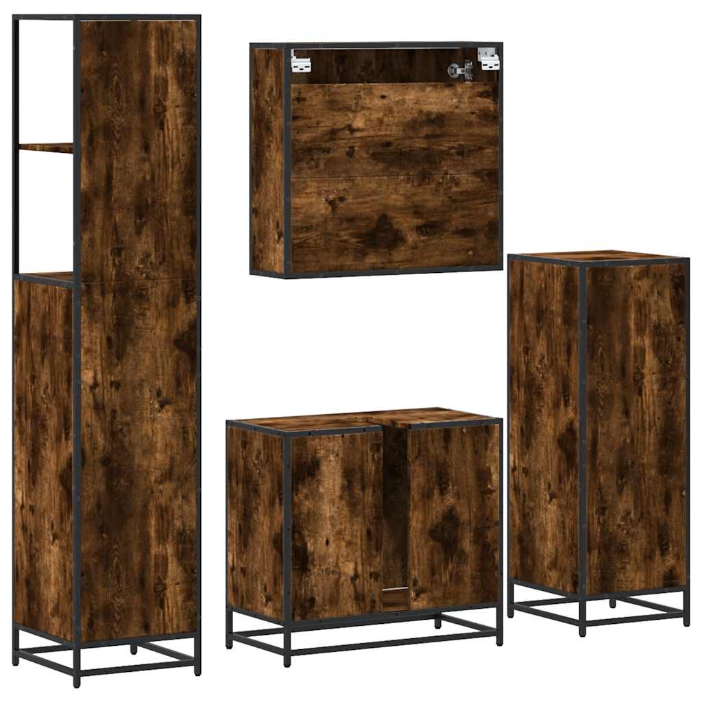 4 Piece Bathroom Furniture Set Engineered Wood