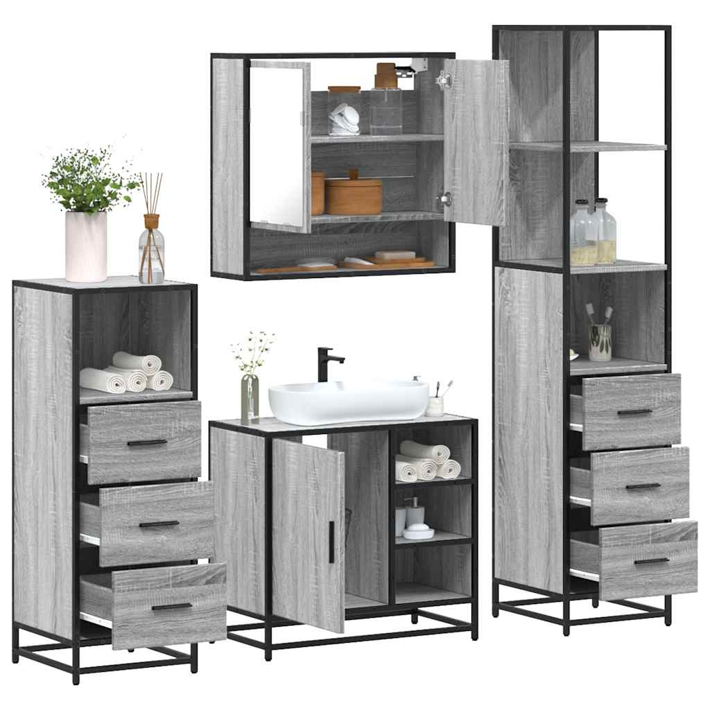 4 Piece Bathroom Furniture Set Engineered Wood