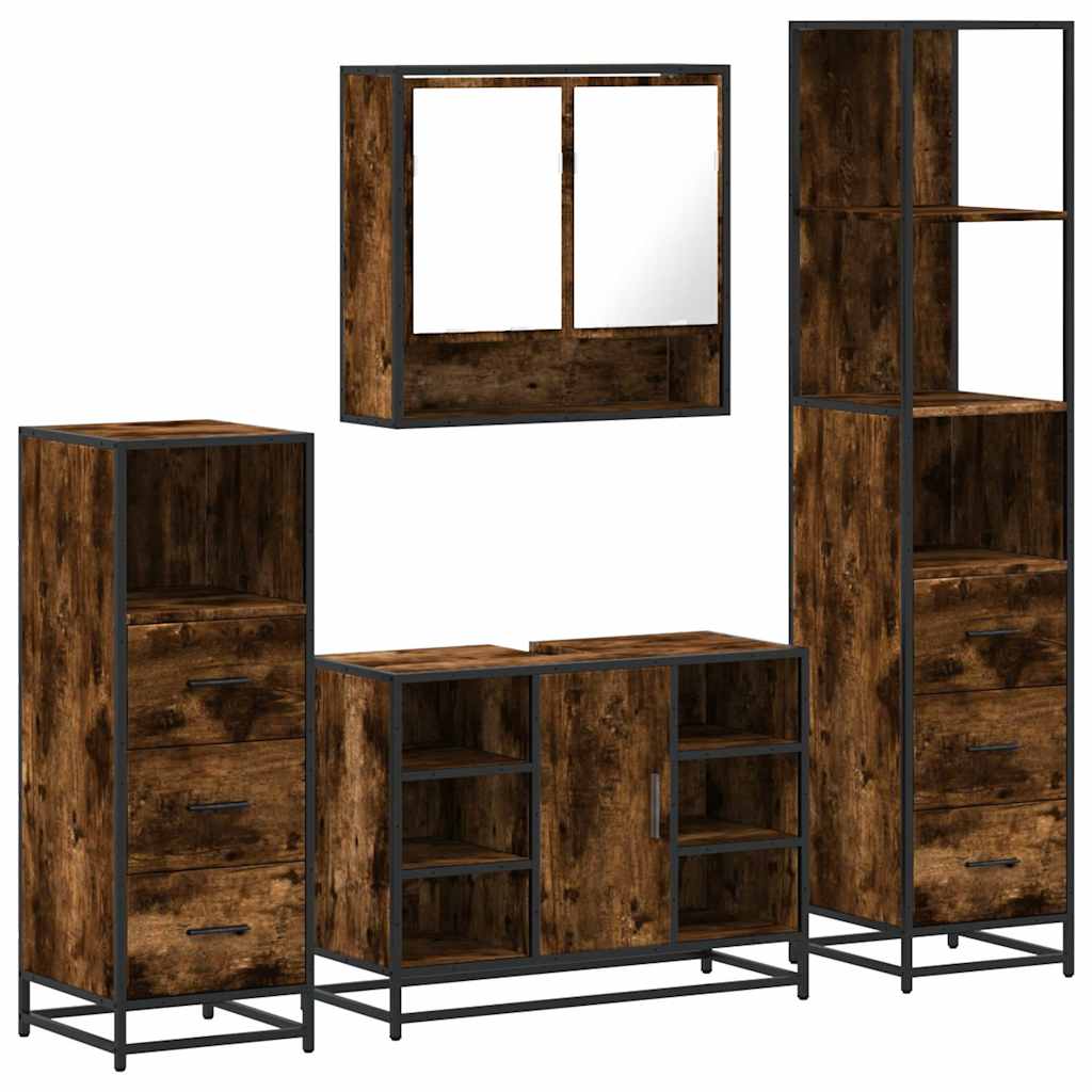 4 Piece Bathroom Furniture Set Engineered Wood