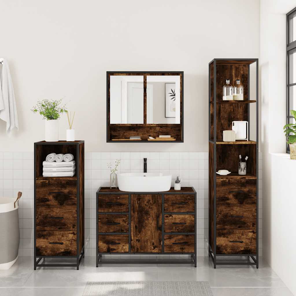 4 Piece Bathroom Furniture Set Engineered Wood