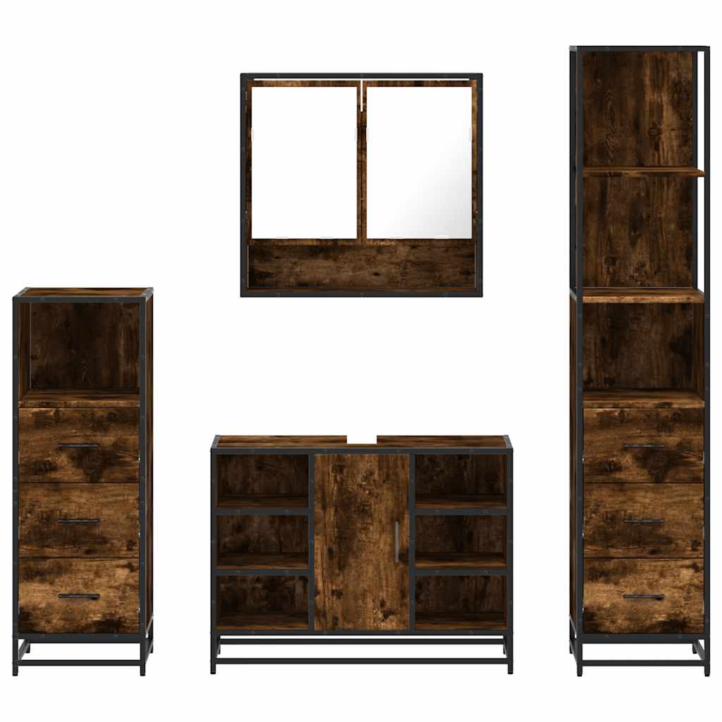 4 Piece Bathroom Furniture Set Engineered Wood