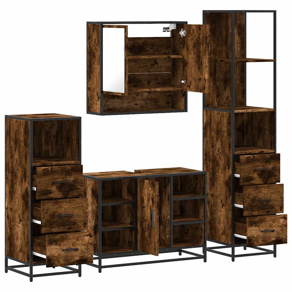 4 Piece Bathroom Furniture Set Engineered Wood