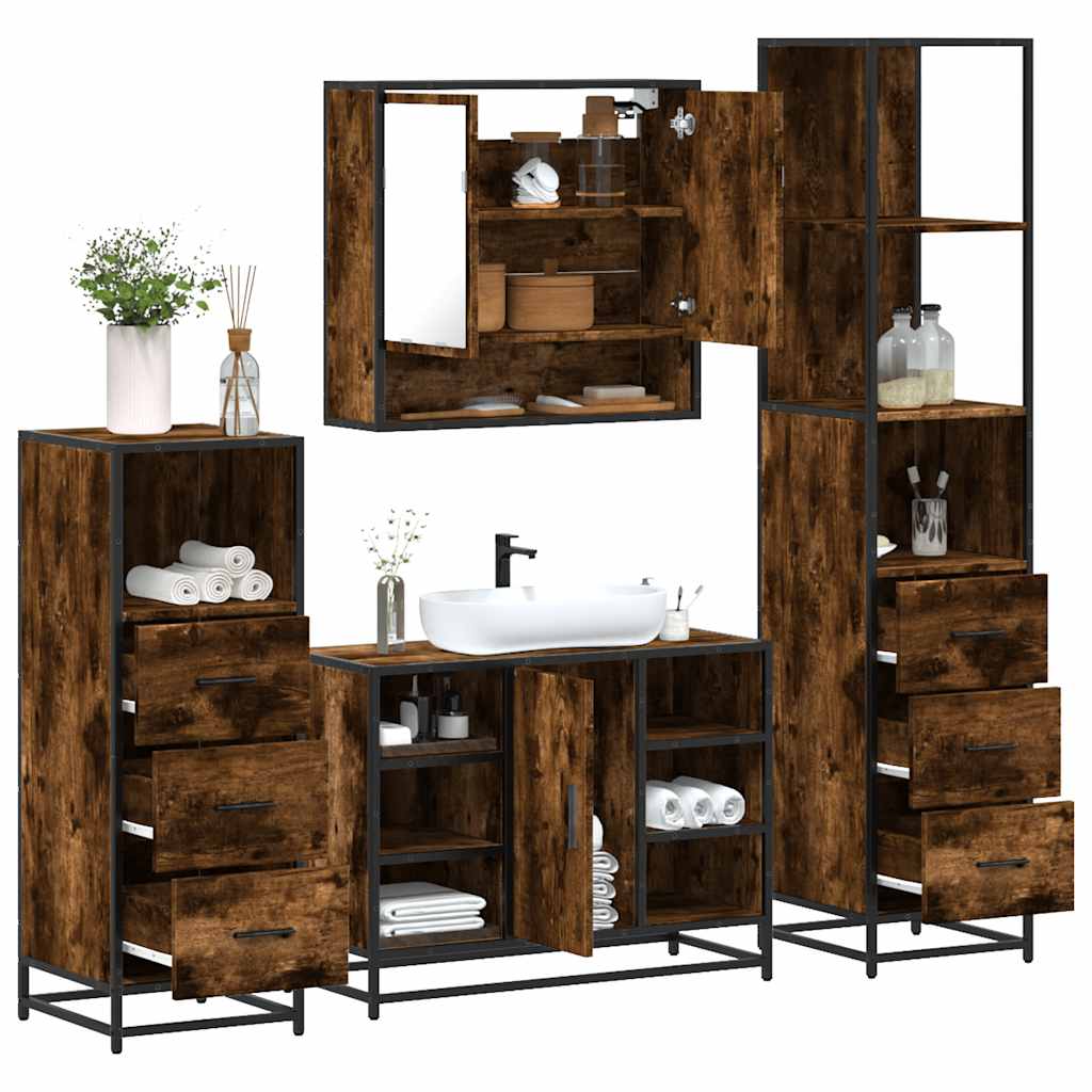 4 Piece Bathroom Furniture Set Engineered Wood