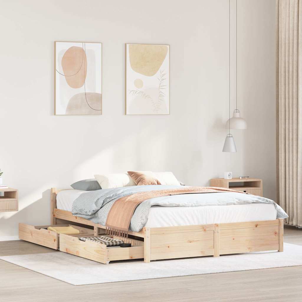 Bed Frame Without Mattress Solid Wood Pine