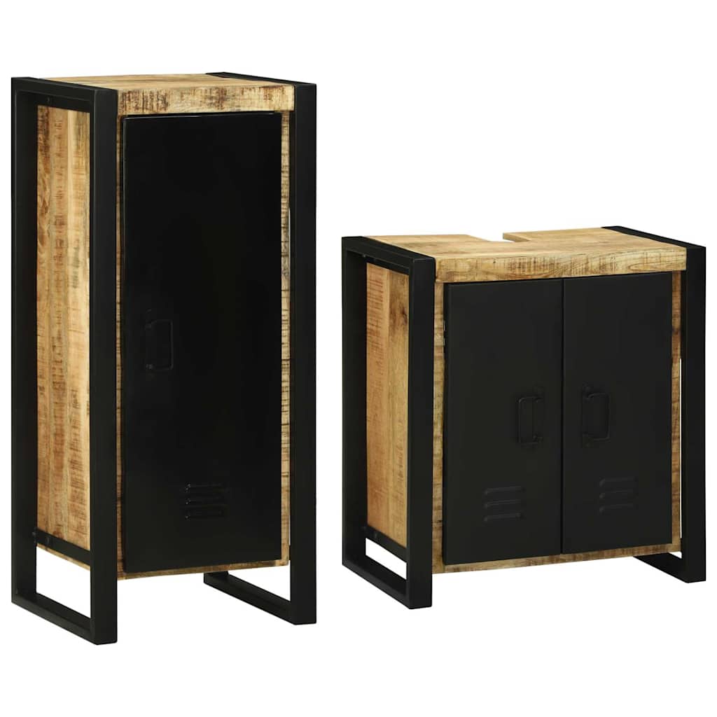 Bathroom Furniture Set With Door 2 Pcs Brown