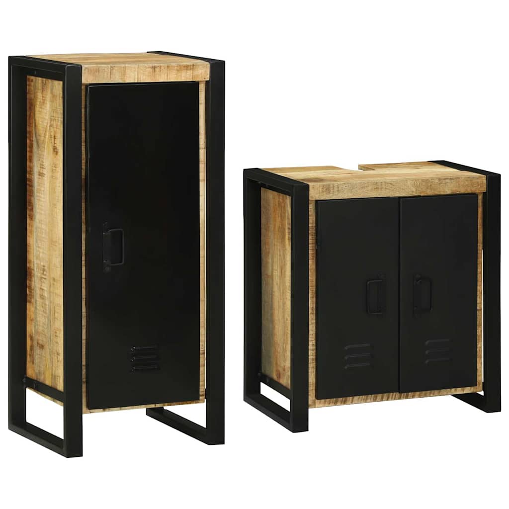Bathroom Furniture Set With Door 2 Pcs Brown
