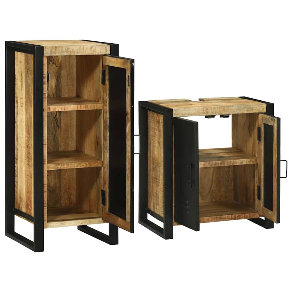 Bathroom Furniture Set With Door 2 Pcs Brown