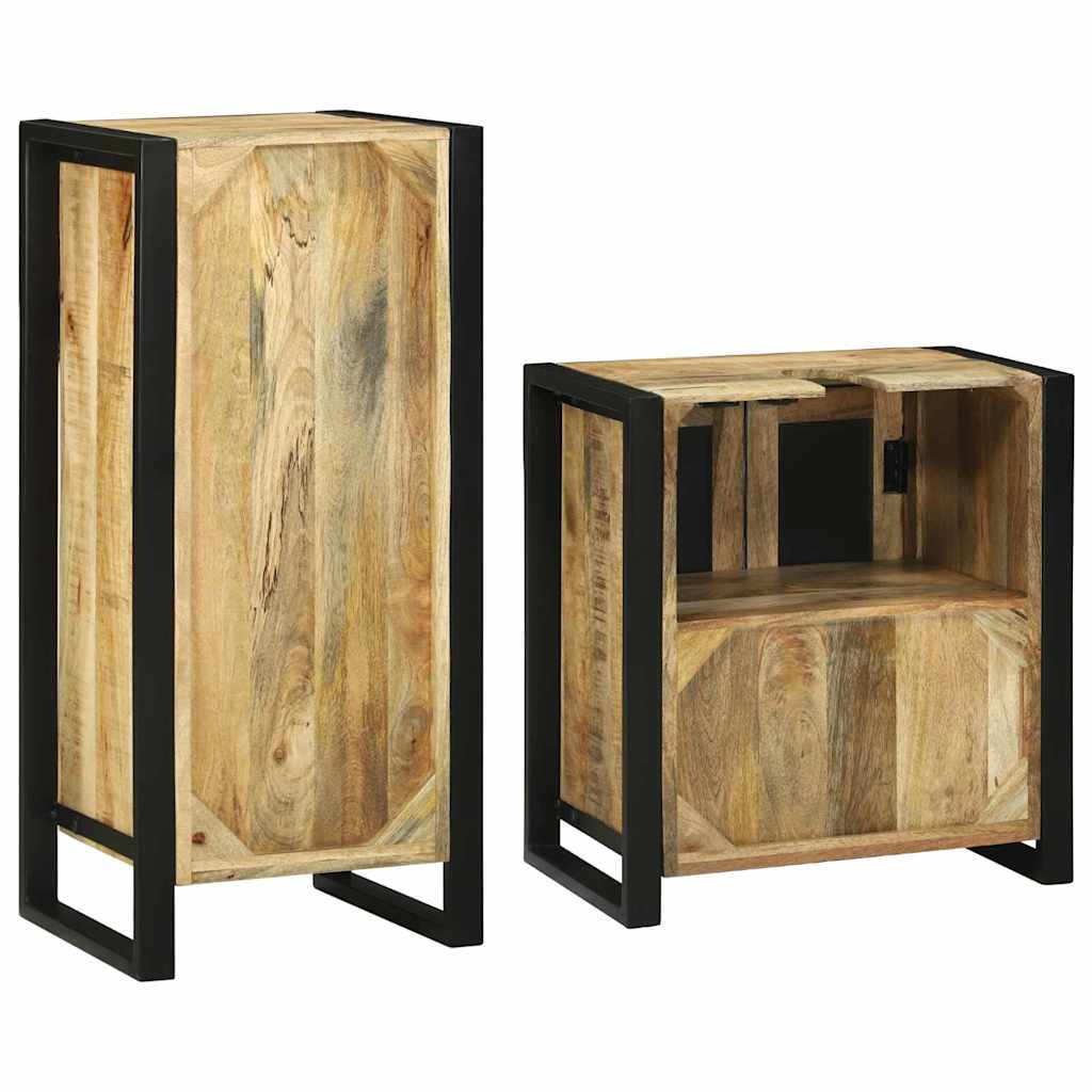 Bathroom Furniture Set With Door 2 Pcs Brown