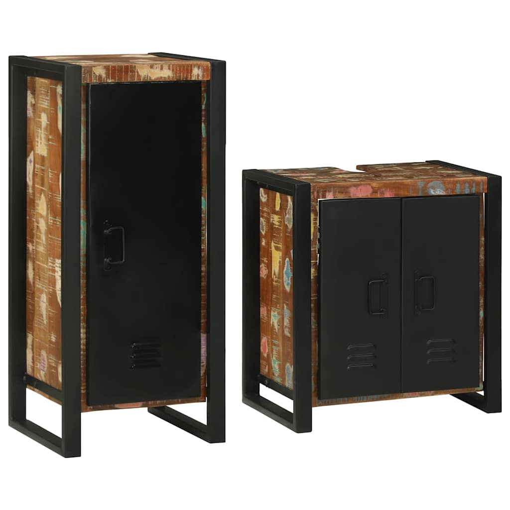Bathroom Furniture Set With Door 2 Pcs Brown