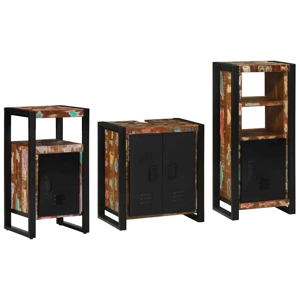 Bathroom Furniture Set With Shelf 3 Pcs Brown