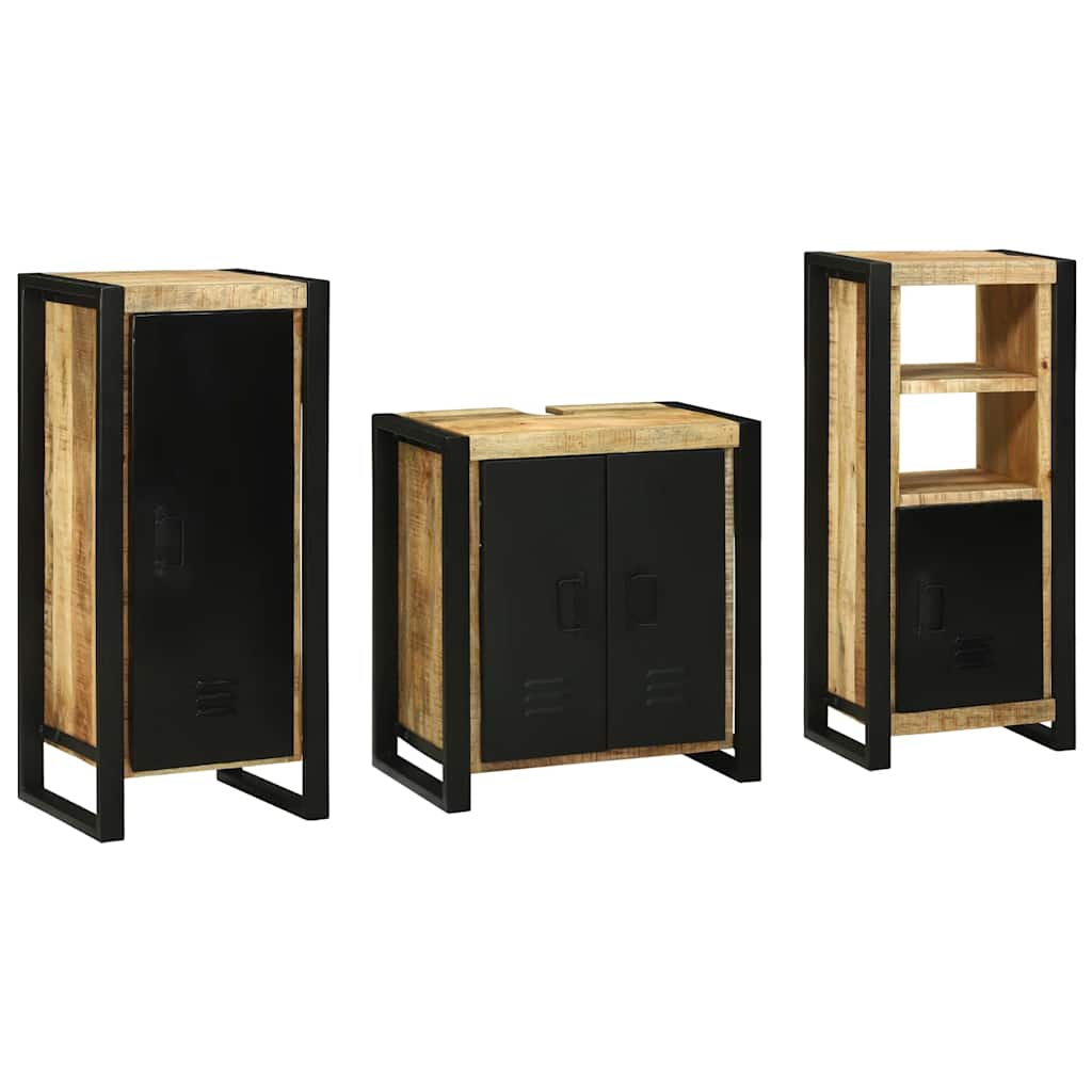Bathroom Furniture Set With Shelf 3 Pcs Brown