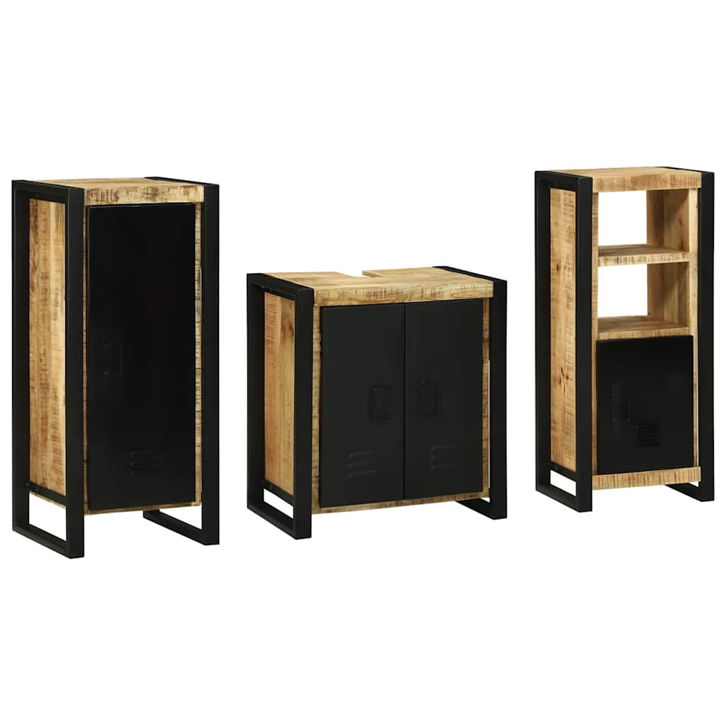 Bathroom Furniture Set With Shelf 3 Pcs Brown