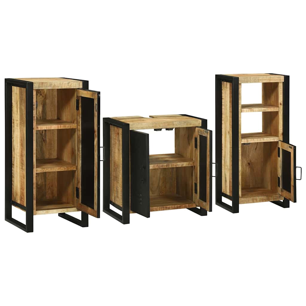 Bathroom Furniture Set With Shelf 3 Pcs Brown
