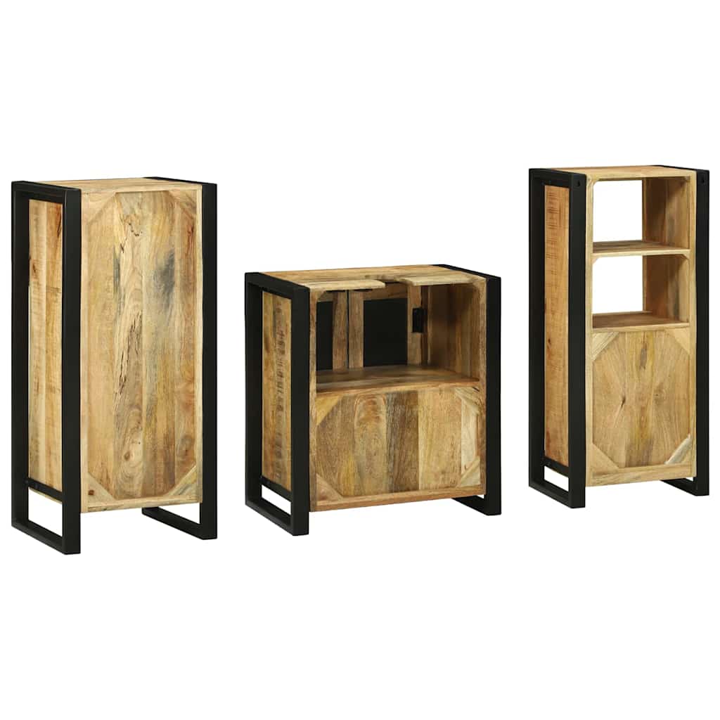 Bathroom Furniture Set With Shelf 3 Pcs Brown