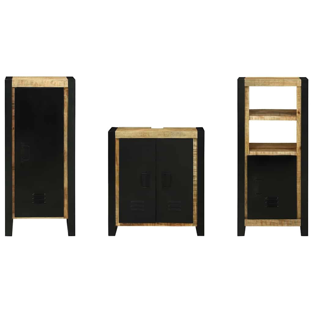 Bathroom Furniture Set With Shelf 3 Pcs Brown