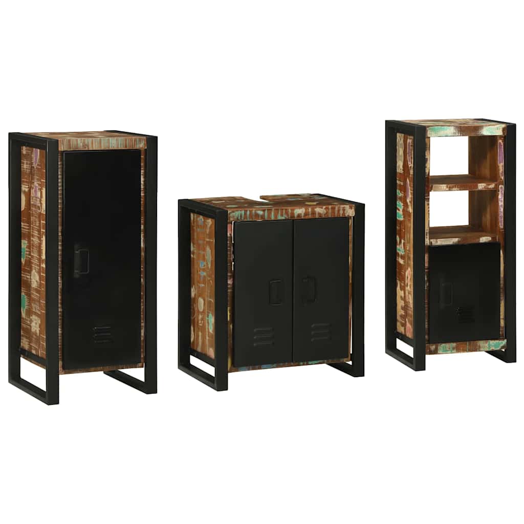 Bathroom Furniture Set With Shelf 3 Pcs Brown