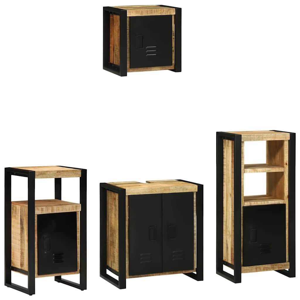 Bathroom Furniture Set With Shelf 4 Pcs Brown