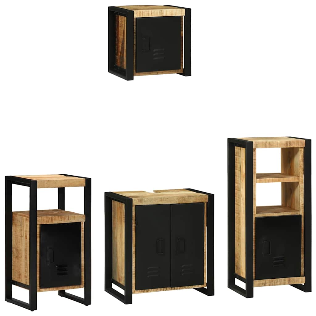Bathroom Furniture Set With Shelf 4 Pcs Brown