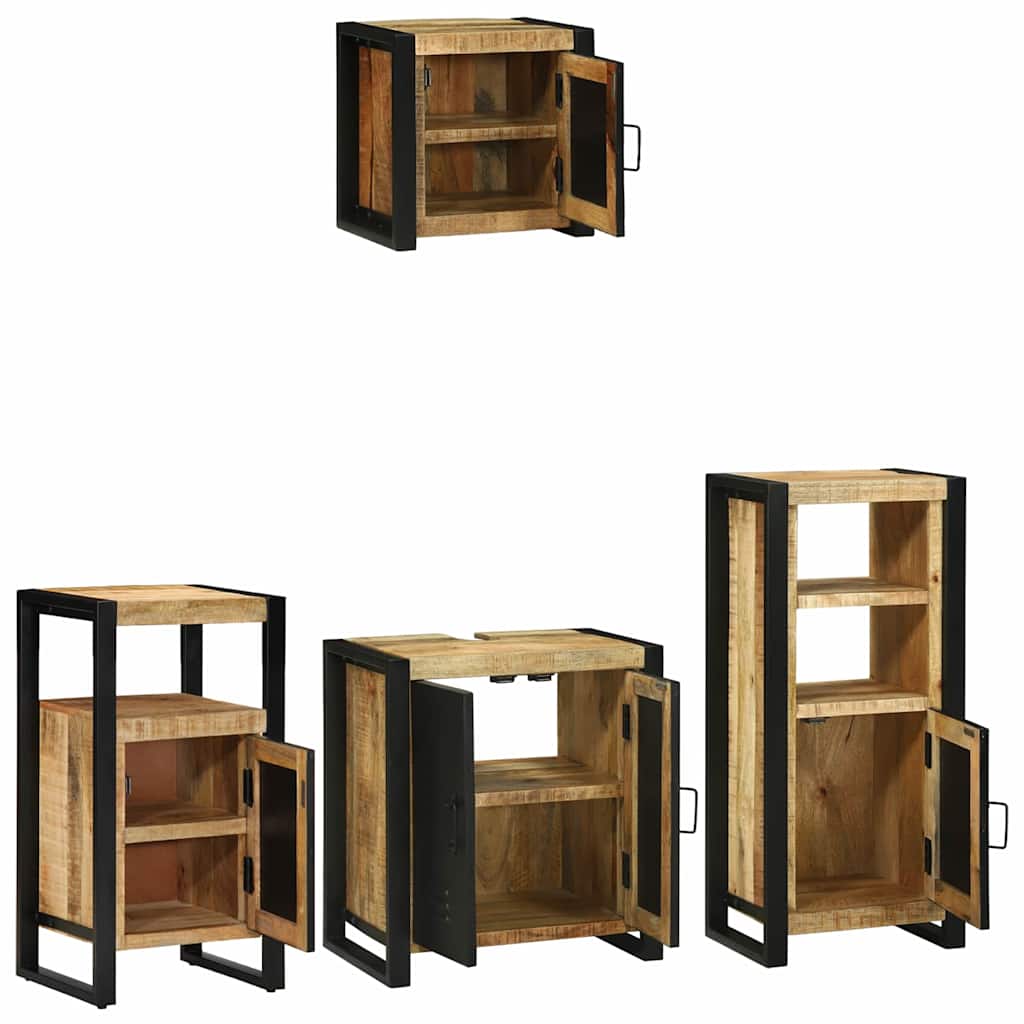 Bathroom Furniture Set With Shelf 4 Pcs Brown