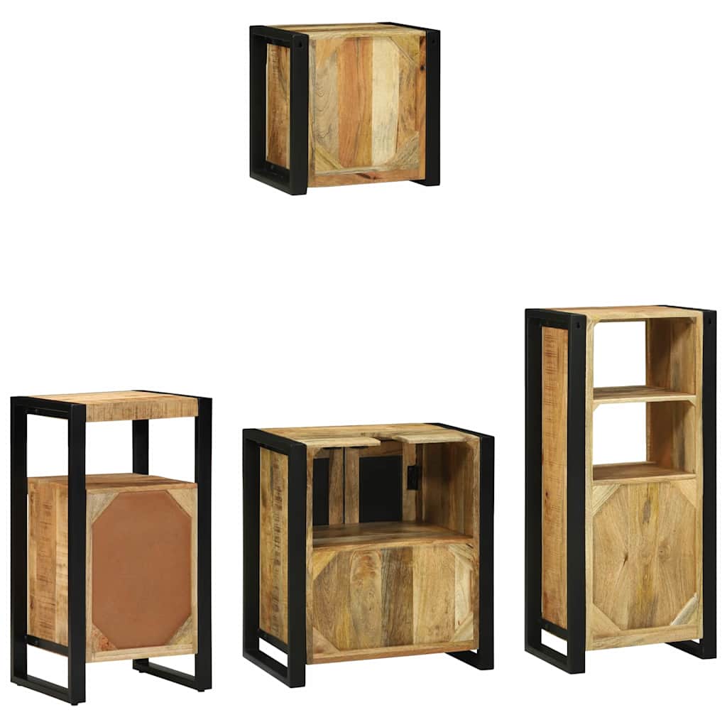 Bathroom Furniture Set With Shelf 4 Pcs Brown