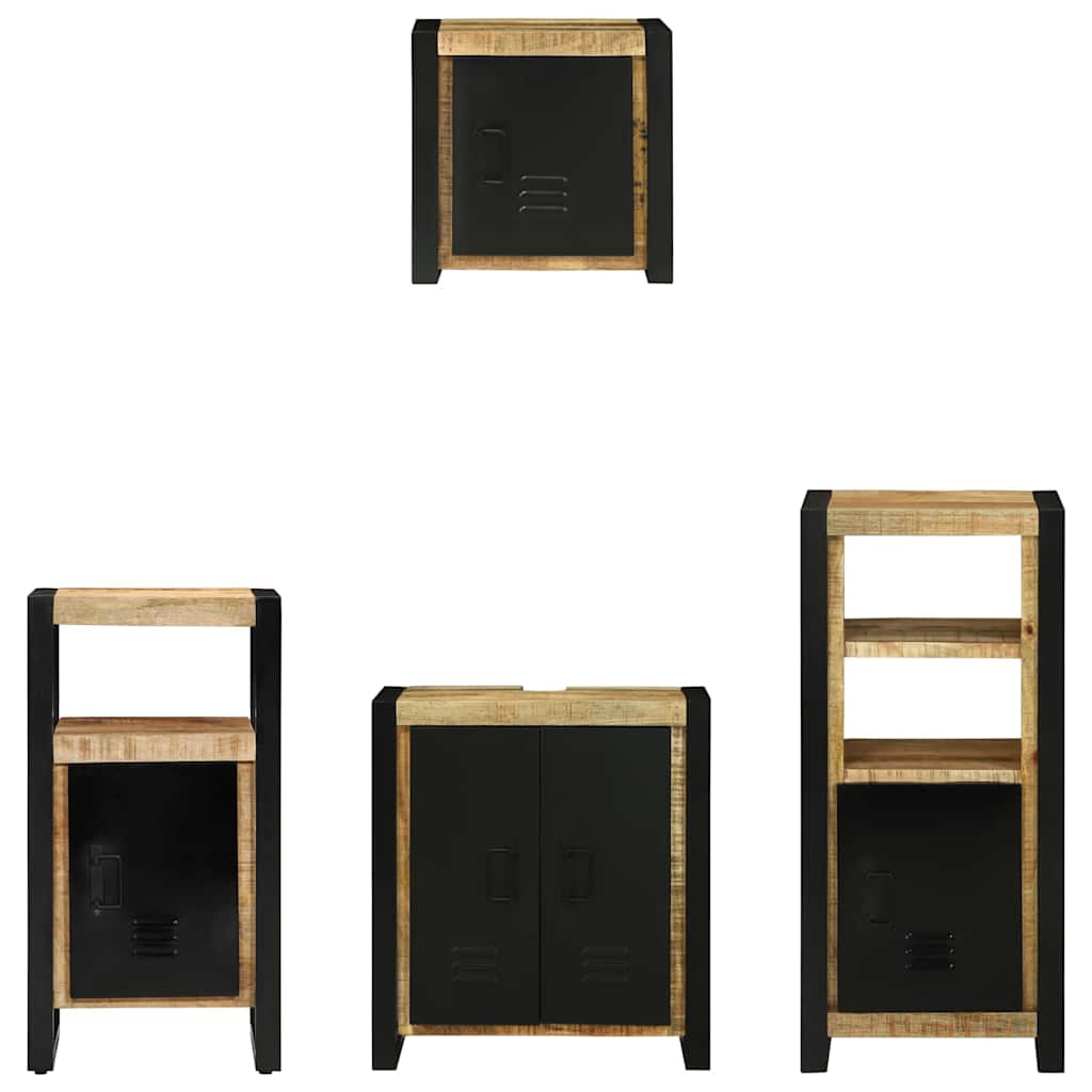 Bathroom Furniture Set With Shelf 4 Pcs Brown