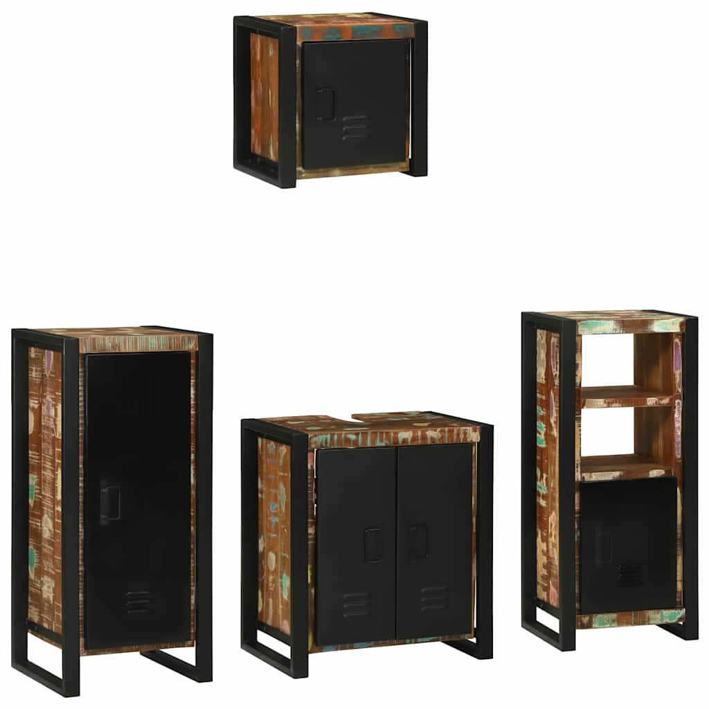 Bathroom Furniture Set With Shelf 4 Pcs Brown Solid Mango Wood